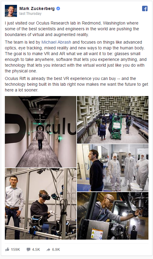 Zuckerberg shows off Oculus gloves